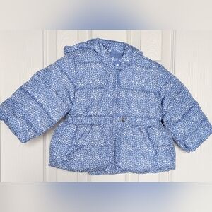 Baby GAP (12-18 Months) Blue & White Hooded Puffer Jacket
